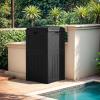 imageDevoko 33 Gallon Outdoor Trash Can with Dual Lid Heavy Duty Waterproof Resin Garbage Bins Outside Hideaway Waste Bins for Patio Outside Pool Backyard and Deck 1 BlackBlack