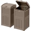 imageDevoko 33 Gallon Outdoor Trash Can with Dual Lid Heavy Duty Waterproof Resin Garbage Bins Outside Hideaway Waste Bins for Patio Outside Pool Backyard and Deck 1 BlackBrown