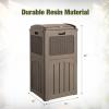imageDevoko 33 Gallon Outdoor Trash Can with Dual Lid Heavy Duty Waterproof Resin Garbage Bins Outside Hideaway Waste Bins for Patio Outside Pool Backyard and Deck 1 BlackBrown