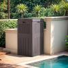 imageDevoko 33 Gallon Outdoor Trash Can with Dual Lid Heavy Duty Waterproof Resin Garbage Bins Outside Hideaway Waste Bins for Patio Outside Pool Backyard and Deck 1 BlackDeep Brown
