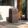 imageDevoko 33 Gallon Outdoor Trash Can with Dual Lid Heavy Duty Waterproof Resin Garbage Bins Outside Hideaway Waste Bins for Patio Outside Pool Backyard and Deck 1 BlackDeep Brown