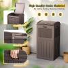 imageDevoko 33 Gallon Outdoor Trash Can with Dual Lid Heavy Duty Waterproof Resin Garbage Bins Outside Hideaway Waste Bins for Patio Outside Pool Backyard and Deck 1 BlackDeep Brown