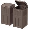 imageDevoko 33 Gallon Outdoor Trash Can with Dual Lid Heavy Duty Waterproof Resin Garbage Bins Outside Hideaway Waste Bins for Patio Outside Pool Backyard and Deck 1 BlackDeep Brown