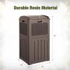imageDevoko 33 Gallon Outdoor Trash Can with Dual Lid Heavy Duty Waterproof Resin Garbage Bins Outside Hideaway Waste Bins for Patio Outside Pool Backyard and Deck 1 BlackDeep Brown