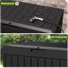 imageDevoko 80 Gallon Deck Box Waterproof Resin Outdoor Storage Box for Outside and Patio Outdoor Storage Bench Lockable for Patio Furniture Garden Tools and Pool Supplies Brown 80 GallonBlack