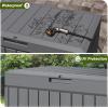 imageDevoko 80 Gallon Deck Box Waterproof Resin Outdoor Storage Box for Outside and Patio Outdoor Storage Bench Lockable for Patio Furniture Garden Tools and Pool Supplies Brown 80 GallonGrey