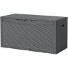 imageDevoko 80 Gallon Deck Box Waterproof Resin Outdoor Storage Box for Outside and Patio Outdoor Storage Bench Lockable for Patio Furniture Garden Tools and Pool Supplies Brown 80 GallonGray