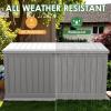 imageDevoko 80 Gallon Deck Box Waterproof Resin Outdoor Storage Box for Outside and Patio Outdoor Storage Bench Lockable for Patio Furniture Garden Tools and Pool Supplies Brown 80 GallonGrey