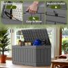 imageDevoko 80 Gallon Deck Box Waterproof Resin Outdoor Storage Box for Outside and Patio Outdoor Storage Bench Lockable for Patio Furniture Garden Tools and Pool Supplies Brown 80 GallonGrey