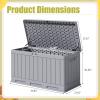 imageDevoko 80 Gallon Deck Box Waterproof Resin Outdoor Storage Box for Outside and Patio Outdoor Storage Bench Lockable for Patio Furniture Garden Tools and Pool Supplies Brown 80 GallonGray