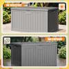 imageDevoko 80 Gallon Deck Box Waterproof Resin Outdoor Storage Box for Outside and Patio Outdoor Storage Bench Lockable for Patio Furniture Garden Tools and Pool Supplies Brown 80 GallonGrey