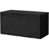 imageDevoko 80 Gallon Deck Box Waterproof Resin Outdoor Storage Box for Outside and Patio Outdoor Storage Bench Lockable for Patio Furniture Garden Tools and Pool Supplies Brown 80 GallonBlack