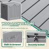 imageDevoko 80 Gallon Deck Box Waterproof Resin Outdoor Storage Box for Outside and Patio Outdoor Storage Bench Lockable for Patio Furniture Garden Tools and Pool Supplies Brown 80 GallonGray