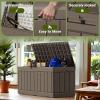 imageDevoko 80 Gallon Deck Box Waterproof Resin Outdoor Storage Box for Outside and Patio Outdoor Storage Bench Lockable for Patio Furniture Garden Tools and Pool Supplies Brown 80 GallonLight Brown