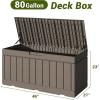 imageDevoko 80 Gallon Deck Box Waterproof Resin Outdoor Storage Box for Outside and Patio Outdoor Storage Bench Lockable for Patio Furniture Garden Tools and Pool Supplies Brown 80 GallonLight Brown
