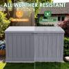 imageDevoko 80 Gallon Deck Box Waterproof Resin Outdoor Storage Box for Outside and Patio Outdoor Storage Bench Lockable for Patio Furniture Garden Tools and Pool Supplies Brown 80 GallonGrey