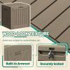 imageDevoko 80 Gallon Deck Box Waterproof Resin Outdoor Storage Box for Outside and Patio Outdoor Storage Bench Lockable for Patio Furniture Garden Tools and Pool Supplies Brown 80 GallonBrown
