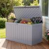 imageDevoko 80 Gallon Deck Box Waterproof Resin Outdoor Storage Box for Outside and Patio Outdoor Storage Bench Lockable for Patio Furniture Garden Tools and Pool Supplies Brown 80 GallonGrey