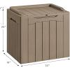 imageDevoko 80 Gallon Deck Box Waterproof Resin Outdoor Storage Box for Outside and Patio Outdoor Storage Bench Lockable for Patio Furniture Garden Tools and Pool Supplies Brown 80 GallonLight Brown