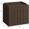 imageDevoko 80 Gallon Deck Box Waterproof Resin Outdoor Storage Box for Outside and Patio Outdoor Storage Bench Lockable for Patio Furniture Garden Tools and Pool Supplies Brown 80 GallonBrown
