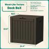 imageDevoko 80 Gallon Deck Box Waterproof Resin Outdoor Storage Box for Outside and Patio Outdoor Storage Bench Lockable for Patio Furniture Garden Tools and Pool Supplies Brown 80 GallonDeep Brown