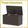imageDevoko 80 Gallon Deck Box Waterproof Resin Outdoor Storage Box for Outside and Patio Outdoor Storage Bench Lockable for Patio Furniture Garden Tools and Pool Supplies Brown 80 GallonBrown