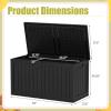 imageDevoko 80 Gallon Deck Box Waterproof Resin Outdoor Storage Box for Outside and Patio Outdoor Storage Bench Lockable for Patio Furniture Garden Tools and Pool Supplies Brown 80 GallonBlack