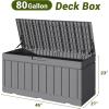 imageDevoko 80 Gallon Deck Box Waterproof Resin Outdoor Storage Box for Outside and Patio Outdoor Storage Bench Lockable for Patio Furniture Garden Tools and Pool Supplies Brown 80 GallonGrey