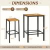 imageDevoko Acacia Wood Outdoor Patio Bar Set for 2 Square Counter Height Table with 2 Stools Dining Bar Set for Garden Deck Pool Side Dining Room Kitchen Living Room