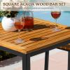 imageDevoko Acacia Wood Outdoor Patio Bar Set for 2 Square Counter Height Table with 2 Stools Dining Bar Set for Garden Deck Pool Side Dining Room Kitchen Living Room