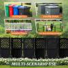 imageDevoko Outdoor Privacy Fence 4 Fence Panels Privacy Screen Panels for Outside and Yard Resin Air Conditioner Lattice Fence for Trash Can WhiteBlack