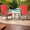 imageDevoko Outdoor Rocking Chairs 3 Piece Patio Furniture Set with Side Table ampamp Cushions Wicker Porch Rocker Bistro Set High Back for Balcony Backyard Garden BeigeRed