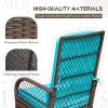 imageDevoko Outdoor Rocking Chairs 3 Piece Patio Furniture Set with Side Table ampamp Cushions Wicker Porch Rocker Bistro Set High Back for Balcony Backyard Garden BeigeBlue