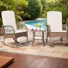 imageDevoko Outdoor Rocking Chairs 3 Piece Patio Furniture Set with Side Table ampamp Cushions Wicker Porch Rocker Bistro Set High Back for Balcony Backyard Garden BeigeBeige