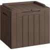 imageDevoko 80 Gallon Deck Box Waterproof Resin Outdoor Storage Box for Outside and Patio Outdoor Storage Bench Lockable for Patio Furniture Garden Tools and Pool Supplies Brown 80 GallonBrown