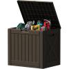 imageDevoko 80 Gallon Deck Box Waterproof Resin Outdoor Storage Box for Outside and Patio Outdoor Storage Bench Lockable for Patio Furniture Garden Tools and Pool Supplies Brown 80 GallonDeep Brown