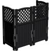 imageDevoko Outdoor Privacy Fence 4 Fence Panels Privacy Screen Panels for Outside and Yard Resin Air Conditioner Lattice Fence for Trash Can WhiteBlack