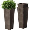 imageDevoko Resin Tall Planters for Outdoor Plants Set of 2 Large Taper Outdoor Planter Pots with 4 Drainage Holes Flower Pots Modern Decor for Porch Patio Backyard Home Garden Black 24quotBrown