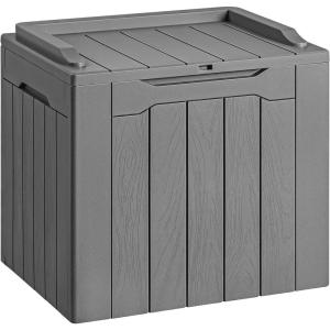 imageDevoko 80 Gallon Deck Box Waterproof Resin Outdoor Storage Box for Outside and Patio Outdoor Storage Bench Lockable for Patio Furniture Garden Tools and Pool Supplies Brown 80 GallonGrey