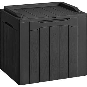 imageDevoko 80 Gallon Deck Box Waterproof Resin Outdoor Storage Box for Outside and Patio Outdoor Storage Bench Lockable for Patio Furniture Garden Tools and Pool Supplies Brown 80 GallonBlack