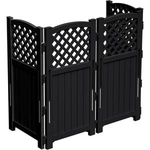 imageDevoko Outdoor Privacy Fence 4 Fence Panels Privacy Screen Panels for Outside and Yard Resin Air Conditioner Lattice Fence for Trash Can WhiteBlack