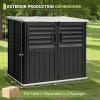 imageDevoko Resin Outdoor Storage Shed 34 Cu Ft Outdoor Storage Cabinet Without Shelf Waterproof Double Locks Resin Storage for Trash Can Garden Tools Pool Supplies BlackBlack