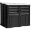 imageDevoko Resin Outdoor Storage Shed 34 Cu Ft Outdoor Storage Cabinet Without Shelf Waterproof Double Locks Resin Storage for Trash Can Garden Tools Pool Supplies BlackBlack