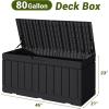 imageDevoko 80 Gallon Deck Box Waterproof Resin Outdoor Storage Box for Outside and Patio Outdoor Storage Bench Lockable for Patio Furniture Garden Tools and Pool Supplies Brown 80 GallonBlack