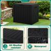 imageDevoko 80 Gallon Deck Box Waterproof Resin Outdoor Storage Box for Outside and Patio Outdoor Storage Bench Lockable for Patio Furniture Garden Tools and Pool Supplies Brown 80 GallonBlack