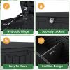 imageDevoko 80 Gallon Deck Box Waterproof Resin Outdoor Storage Box for Outside and Patio Outdoor Storage Bench Lockable for Patio Furniture Garden Tools and Pool Supplies Brown 80 GallonBlack
