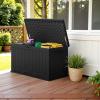 imageDevoko 80 Gallon Deck Box Waterproof Resin Outdoor Storage Box for Outside and Patio Outdoor Storage Bench Lockable for Patio Furniture Garden Tools and Pool Supplies Brown 80 GallonBlack