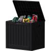 imageDevoko 80 Gallon Deck Box Waterproof Resin Outdoor Storage Box for Outside and Patio Outdoor Storage Bench Lockable for Patio Furniture Garden Tools and Pool Supplies Brown 80 GallonBlack