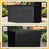imageDevoko 80 Gallon Deck Box Waterproof Resin Outdoor Storage Box for Outside and Patio Outdoor Storage Bench Lockable for Patio Furniture Garden Tools and Pool Supplies Brown 80 GallonBlack