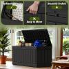 imageDevoko 80 Gallon Deck Box Waterproof Resin Outdoor Storage Box for Outside and Patio Outdoor Storage Bench Lockable for Patio Furniture Garden Tools and Pool Supplies Brown 80 GallonBlack